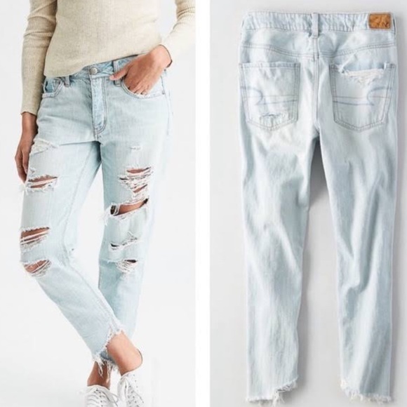 American Eagle Outfitters Denim - American Eagle Tomgirl Distressed Jeans Light Wash Jeans